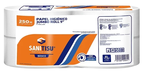 HIGIENICO INSTITUCIONAL SANITISU PROFESIONAL BASICO 9 DE 4 ROLLOS DE 250MTS