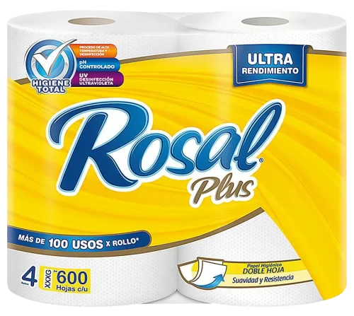 Papel Higienico Rosal Plus - 4 rollos x 600 AMARILLO