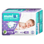 PAÑALES DE BEBE MIMLOT (TALLA P) (6 PAQ. – 24 UND)