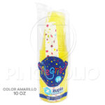 VASOS PLASTICOS DESECHABLES ZUPLA ALEGRIA (COLOR AMARILLO) (10 ONZAS-25UND)