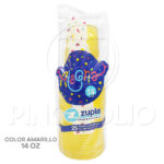 VASOS PLASTICOS DESECHABLES ZUPLA ALEGRIA (COLOR AMARILLO) (14 ONZAS-25UND)