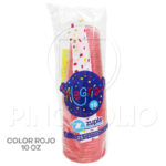VASOS PLASTICOS DESECHABLES ZUPLA ALEGRIA (COLOR ROJO) (10 ONZAS-25UND)