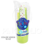 VASOS PLASTICOS DESECHABLES ZUPLA ALEGRIA (COLOR VERDE) (10 ONZAS-25UND)